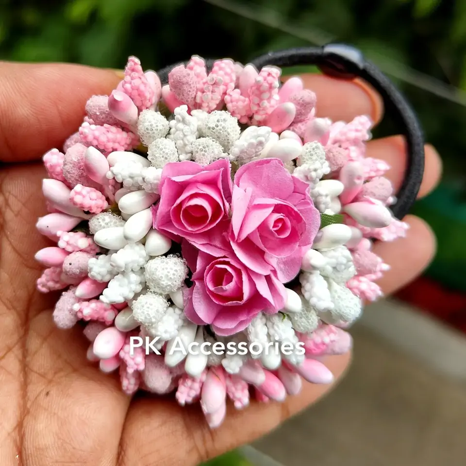 Baby pink × White hair ties/rubber band